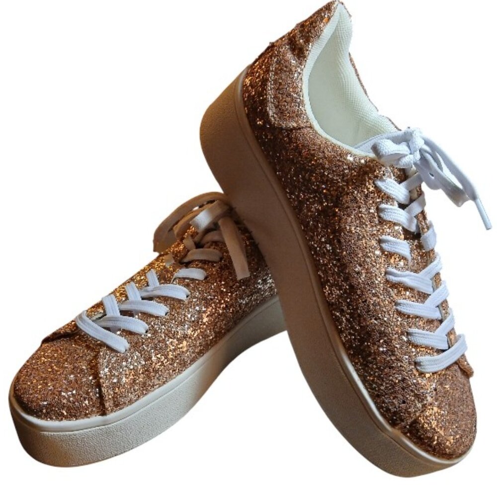 J. ADAMS Gold Glitter Platform Sneakers Size 7.5M - Like New. - Picture 5 of 9